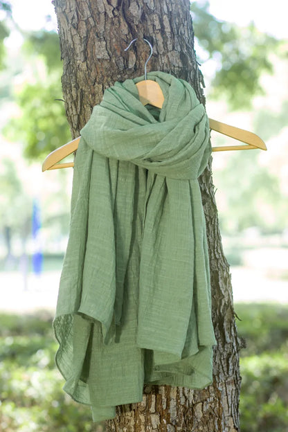 Autumn and Winter Cotton Blend Solid Scarfs For Ladies 75*190 Cotton Hijab Scarf