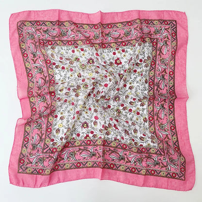 Babushka Bloom – 70cm Retro Floral Square Headscarf for Women