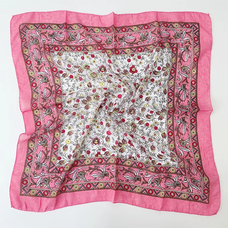 Babushka Bloom – 70cm Retro Floral Square Headscarf for Women