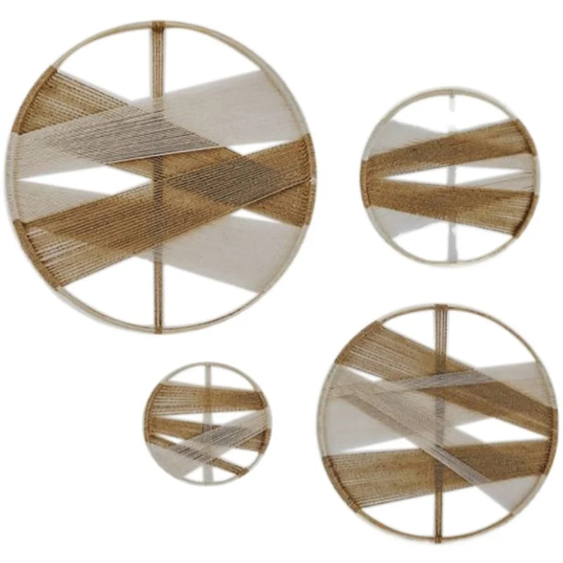 Creative Wooden Round Cotton Wall Decoration Macrame Wall Hanging Tapestry Hand Woven Nordic Simple Style For Room House Decor