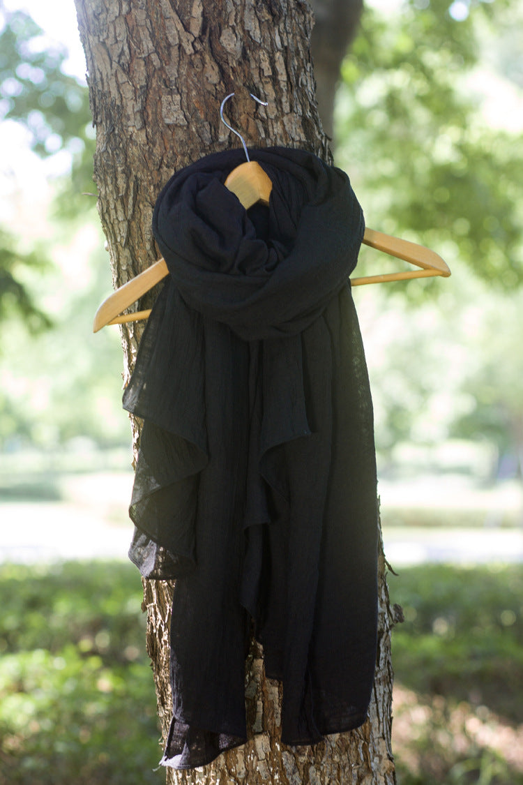 Autumn and Winter Cotton Blend Solid Scarfs For Ladies 75*190 Cotton Hijab Scarf