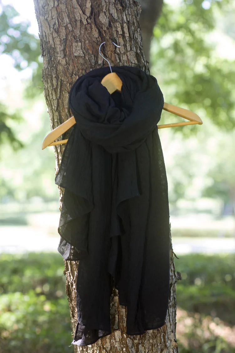 Autumn and Winter Cotton Blend Solid Scarfs For Ladies 75*190 Cotton Hijab Scarf