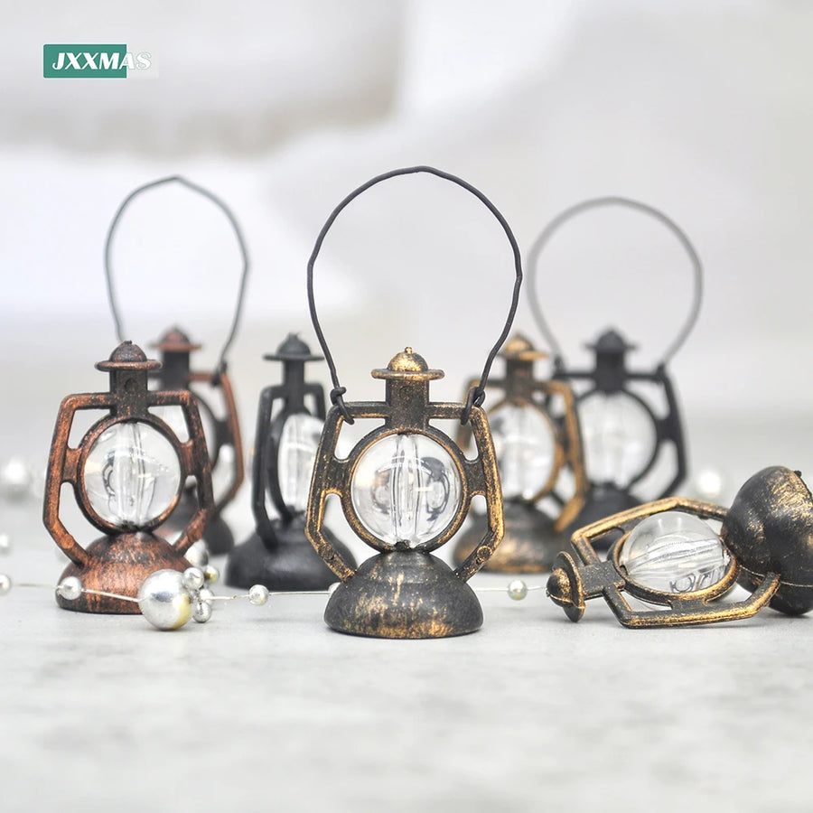 12-Piece Mini Lantern Set – Retro Oil Lamp Ornaments for Dollhouse & Festival Decor