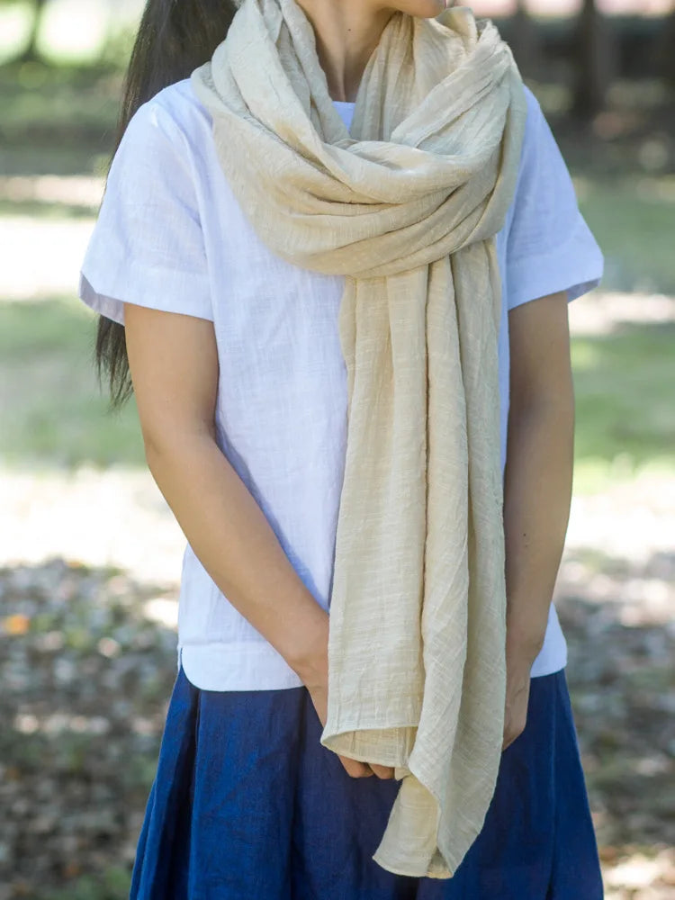 Autumn and Winter Cotton Blend Solid Scarfs For Ladies 75*190 Cotton Hijab Scarf