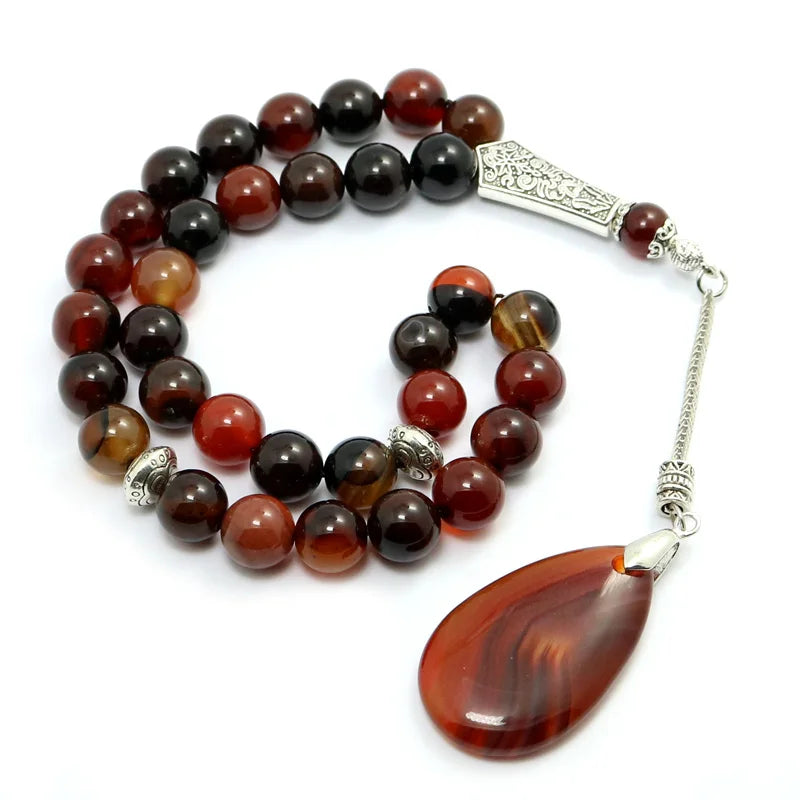Charm Jewelry Pendant Original Natural  Agate Stone Bracelet Tesbih Islamic Prayer Beads Prayer Beads Rosary Tasbeeh Muslim