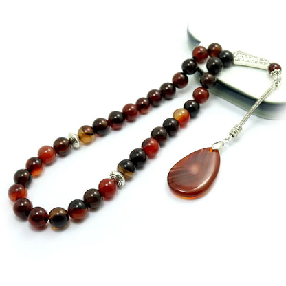 Charm Jewelry Pendant Original Natural  Agate Stone Bracelet Tesbih Islamic Prayer Beads Prayer Beads Rosary Tasbeeh Muslim