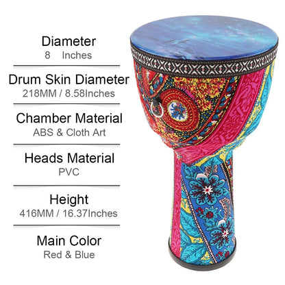 8  Inch  Professional African Djembe Drum Wood Good Sound Traditional Musical Instrument