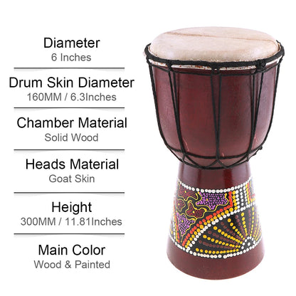 8  Inch  Professional African Djembe Drum Wood Good Sound Traditional Musical Instrument