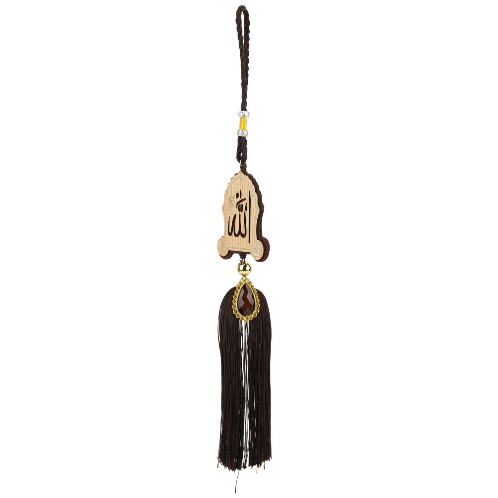 Muslim Car Hanging Ornaments Imitation Wood Car Interior Islamic Rearview Mirror Hanging Pendants Ramadan Home Room Decoration