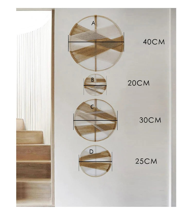 Creative Wooden Round Cotton Wall Decoration Macrame Wall Hanging Tapestry Hand Woven Nordic Simple Style For Room House Decor
