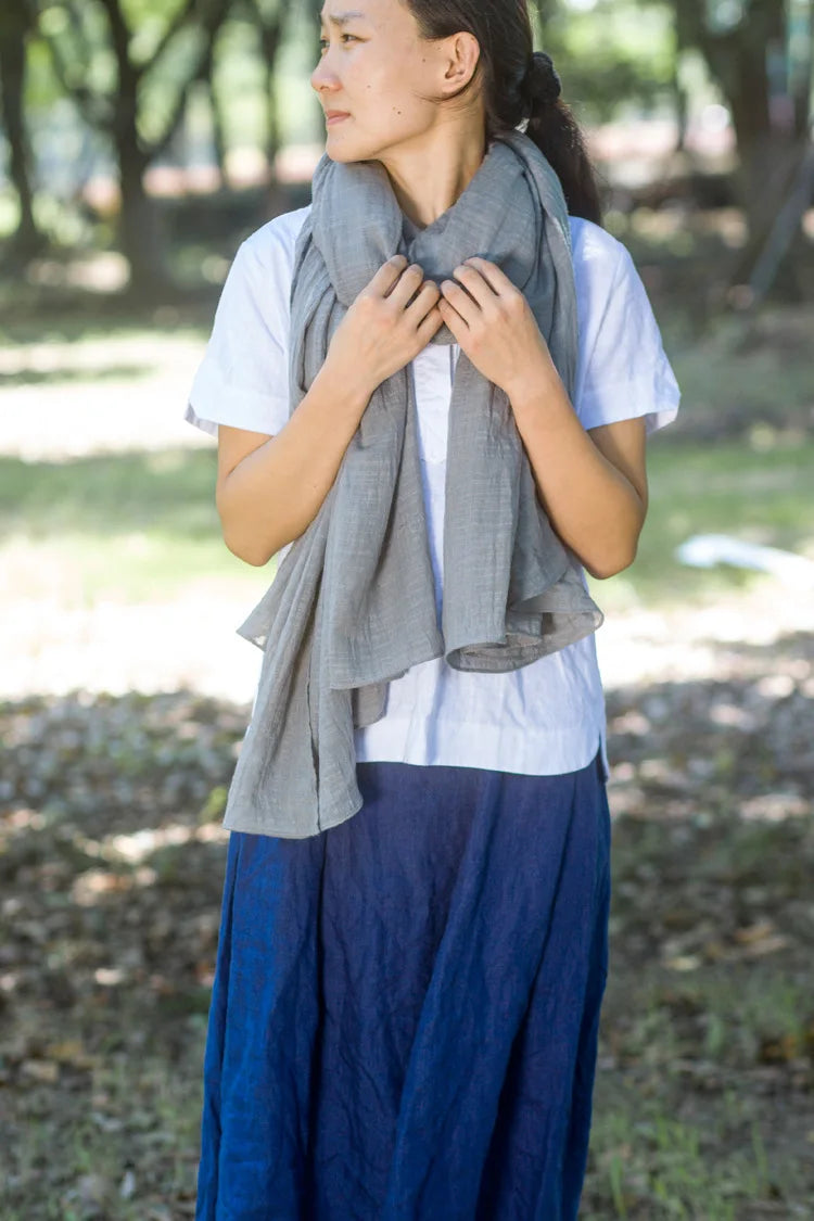 Autumn and Winter Cotton Blend Solid Scarfs For Ladies 75*190 Cotton Hijab Scarf