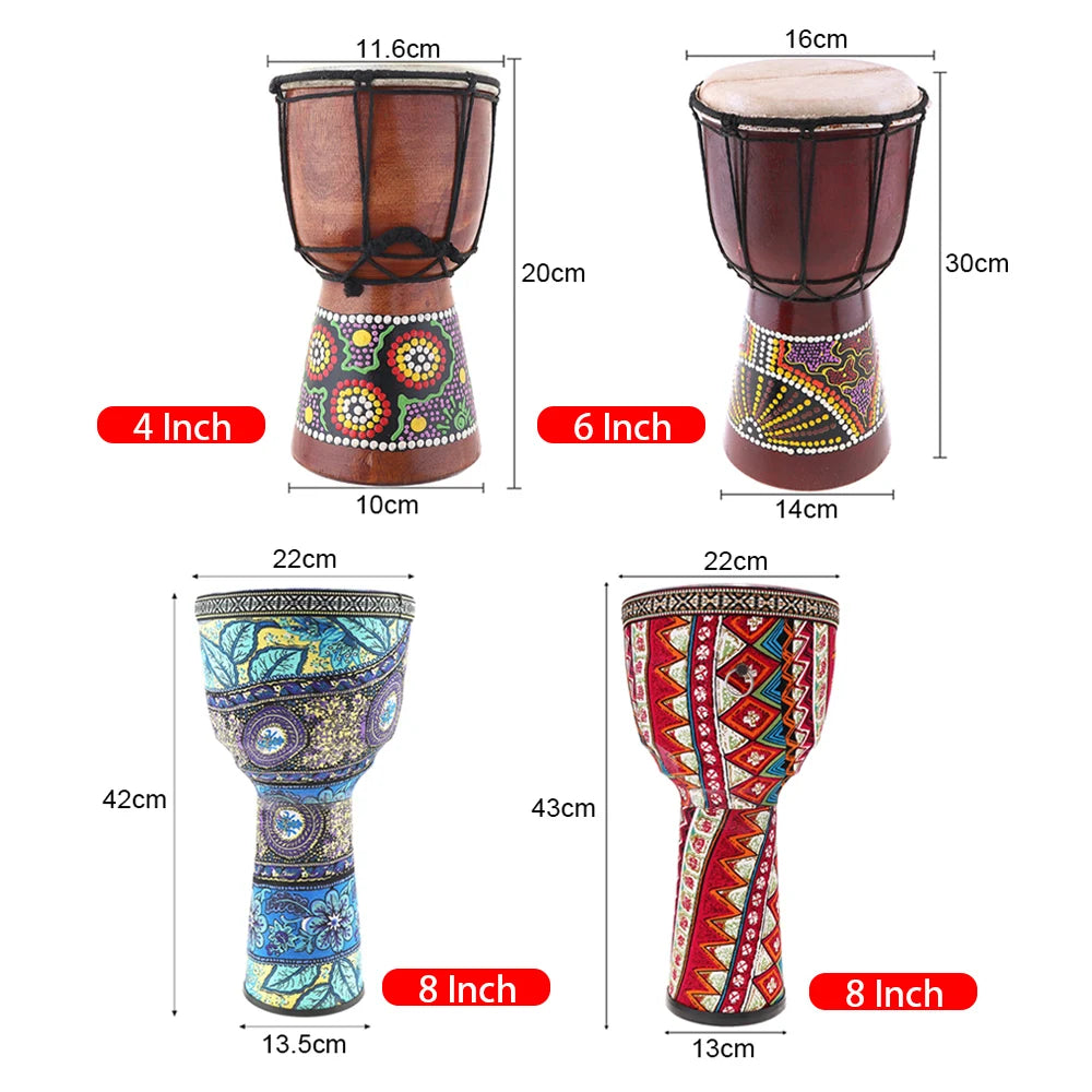 8  Inch  Professional African Djembe Drum Wood Good Sound Traditional Musical Instrument