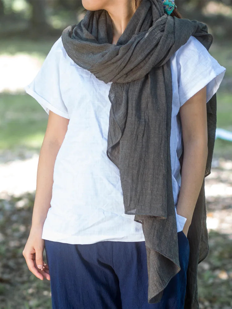 Autumn and Winter Cotton Blend Solid Scarfs For Ladies 75*190 Cotton Hijab Scarf