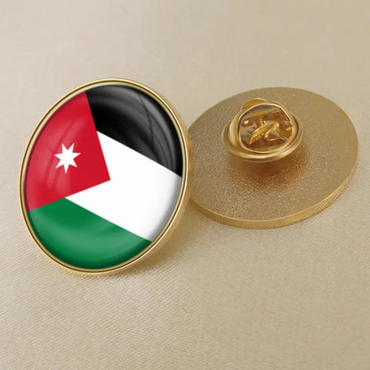 Jordan National Symbols Brooch Set – Map, Flag, Emblem & Flower Lapel Pins