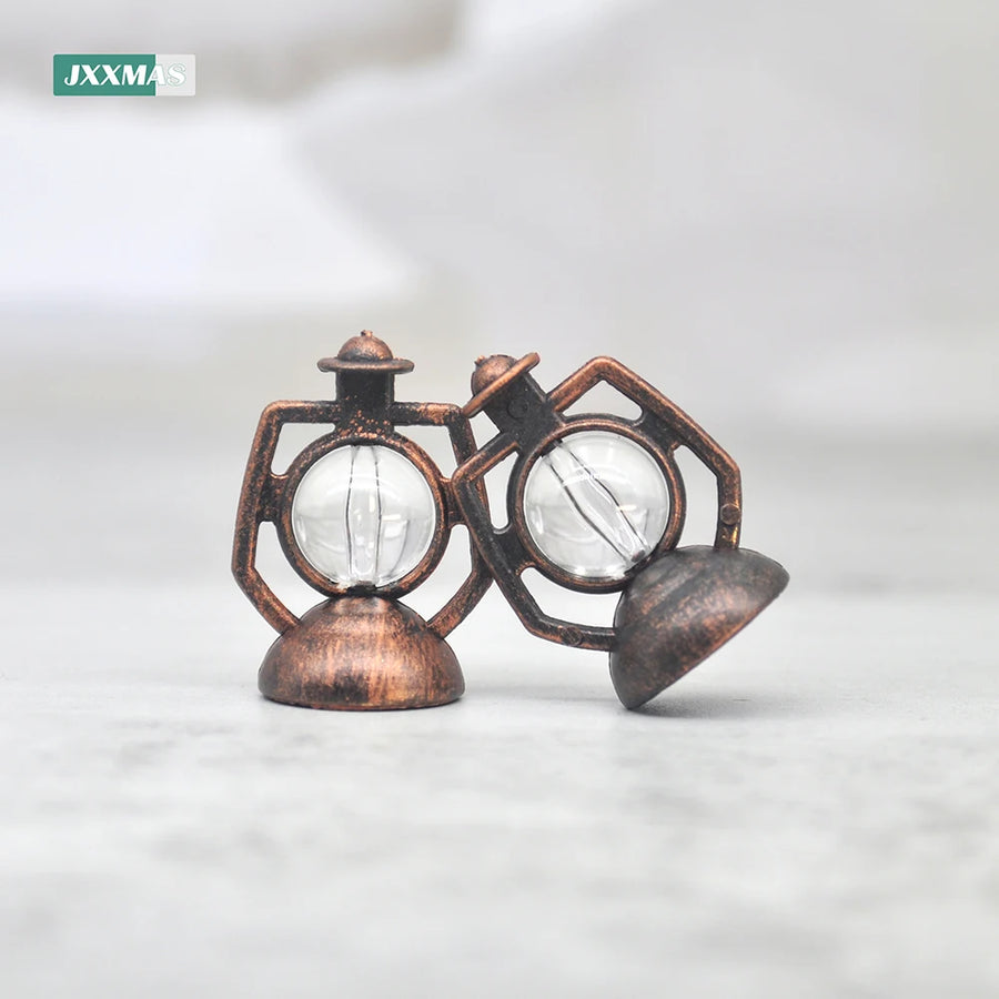 12-Piece Mini Lantern Set – Retro Oil Lamp Ornaments for Dollhouse & Festival Decor