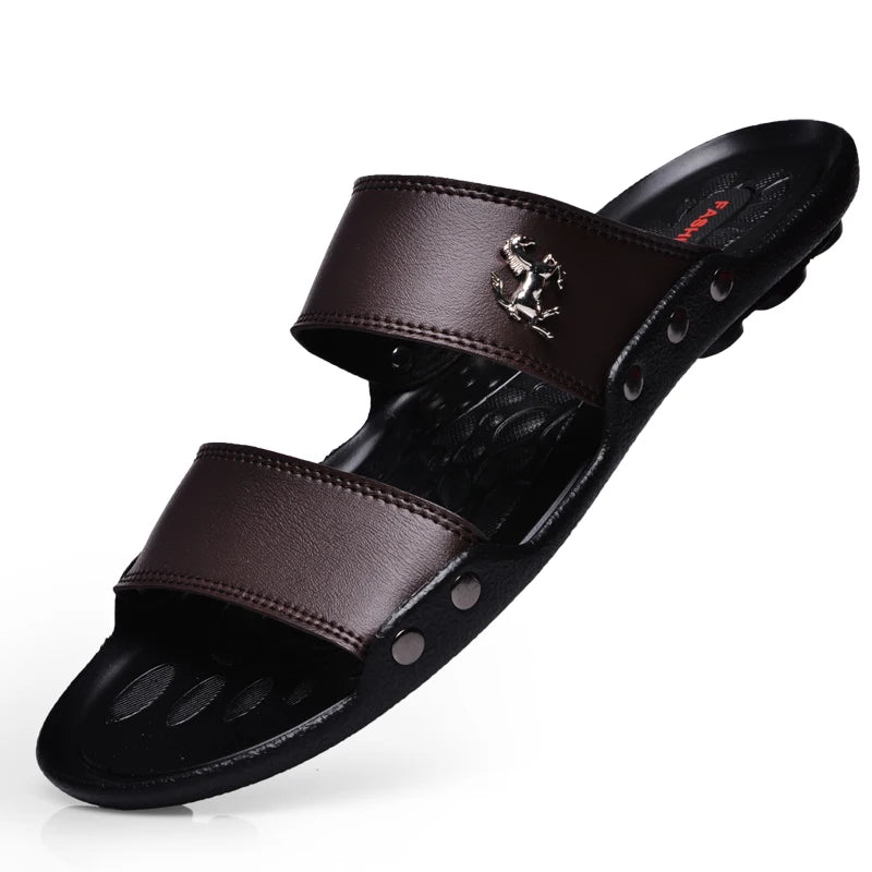 Casual Famous Brand Men Sandals outdoor Shoes Breathable Slippers Summer Flip Flops Beach Men Shoes Leather Sandalias Zapatos Ho