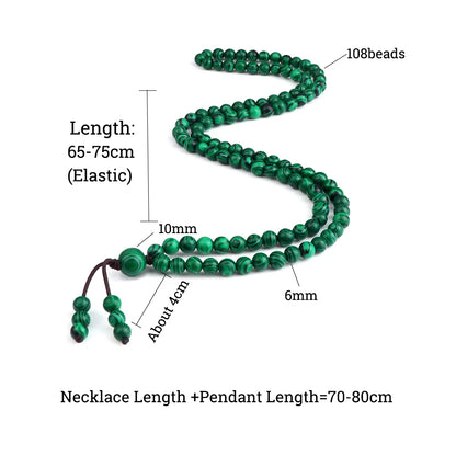 Natural Malachite Stone Bracelet Tasbih Musulman Rosary Prayer 108 Beads Elastic Budda Necklace Charm Wrist Bangles Jewelry Gift