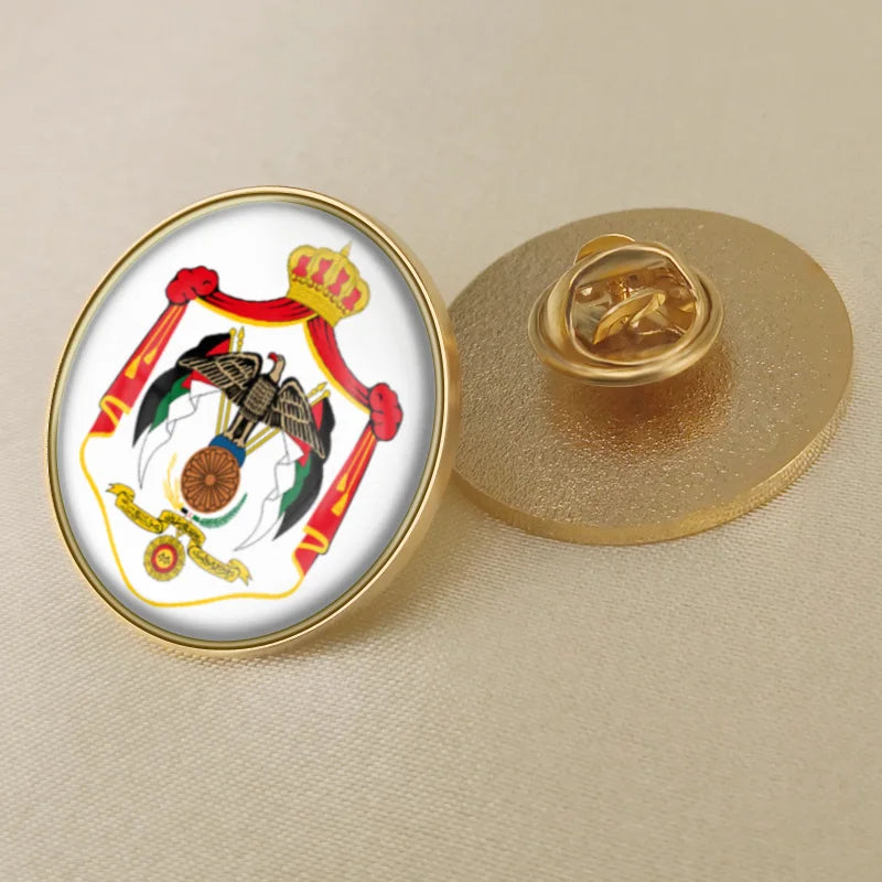Jordan National Symbols Brooch Set – Map, Flag, Emblem & Flower Lapel Pins