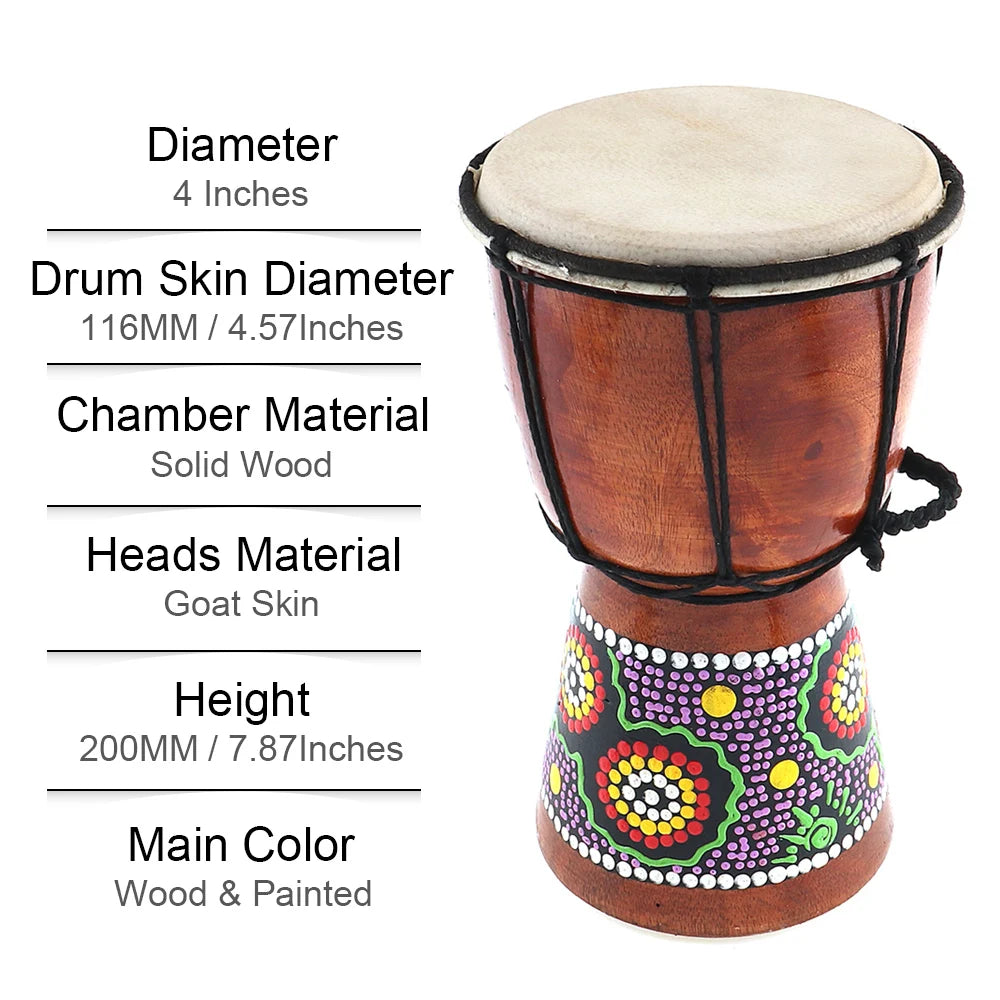 8  Inch  Professional African Djembe Drum Wood Good Sound Traditional Musical Instrument