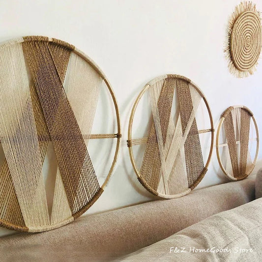 The Wooden Circle Macrame Tapestry – Handwoven Cotton Wall Hanging