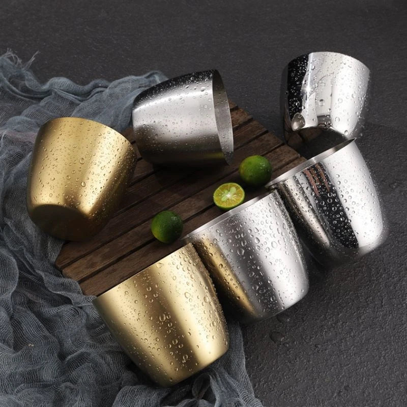 Stainless Steel Cup Stackable Water Coffee Cup Small Portable Wide Mouth Beer Tea Cup Wine Cup Mouthwash Cup