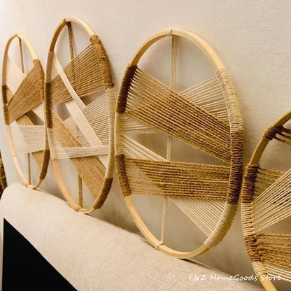 Creative Wooden Round Cotton Wall Decoration Macrame Wall Hanging Tapestry Hand Woven Nordic Simple Style For Room House Decor