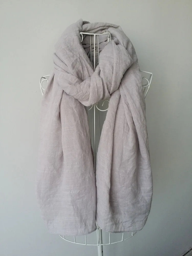 Autumn and Winter Cotton Blend Solid Scarfs For Ladies 75*190 Cotton Hijab Scarf