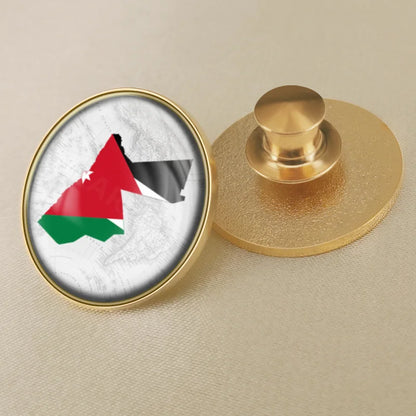 Jordan National Symbols Brooch Set – Map, Flag, Emblem & Flower Lapel Pins
