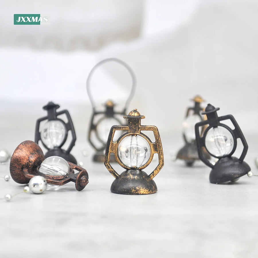 12-Piece Mini Lantern Set – Retro Oil Lamp Ornaments for Dollhouse & Festival Decor