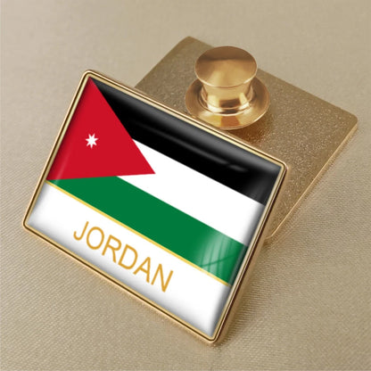 Jordan National Symbols Brooch Set – Map, Flag, Emblem & Flower Lapel Pins