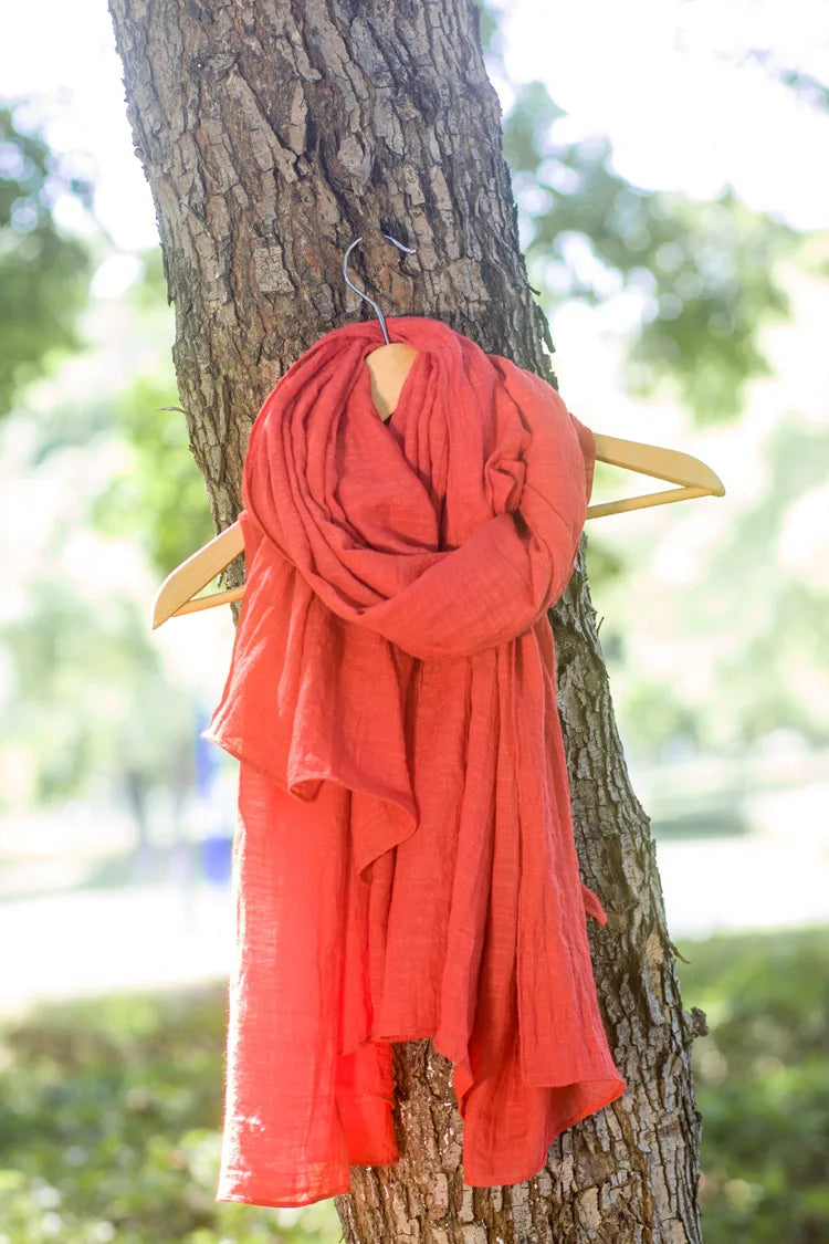 Autumn and Winter Cotton Blend Solid Scarfs For Ladies 75*190 Cotton Hijab Scarf