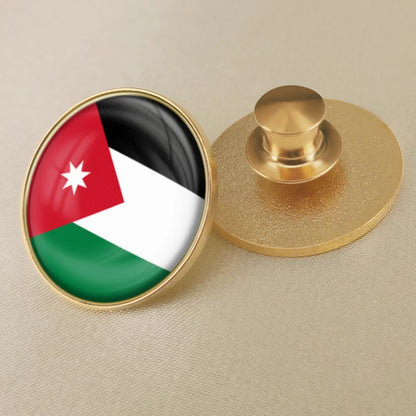 Jordan National Symbols Brooch Set – Map, Flag, Emblem & Flower Lapel Pins
