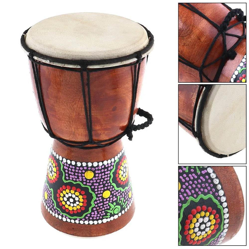 4 Inch / 6 Inch / 8.5 Inch Professional African Djembe Drum Colorful Wood Good Sound Traditional Musical Instrument