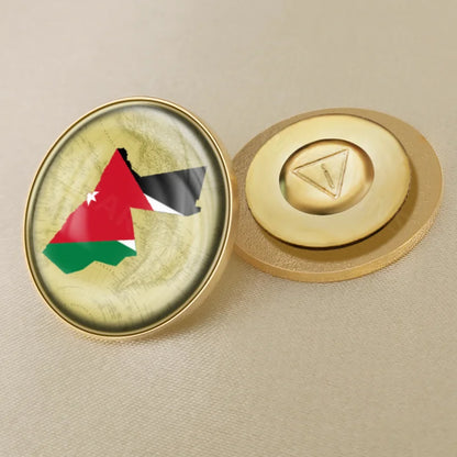 Jordan National Symbols Brooch Set – Map, Flag, Emblem & Flower Lapel Pins