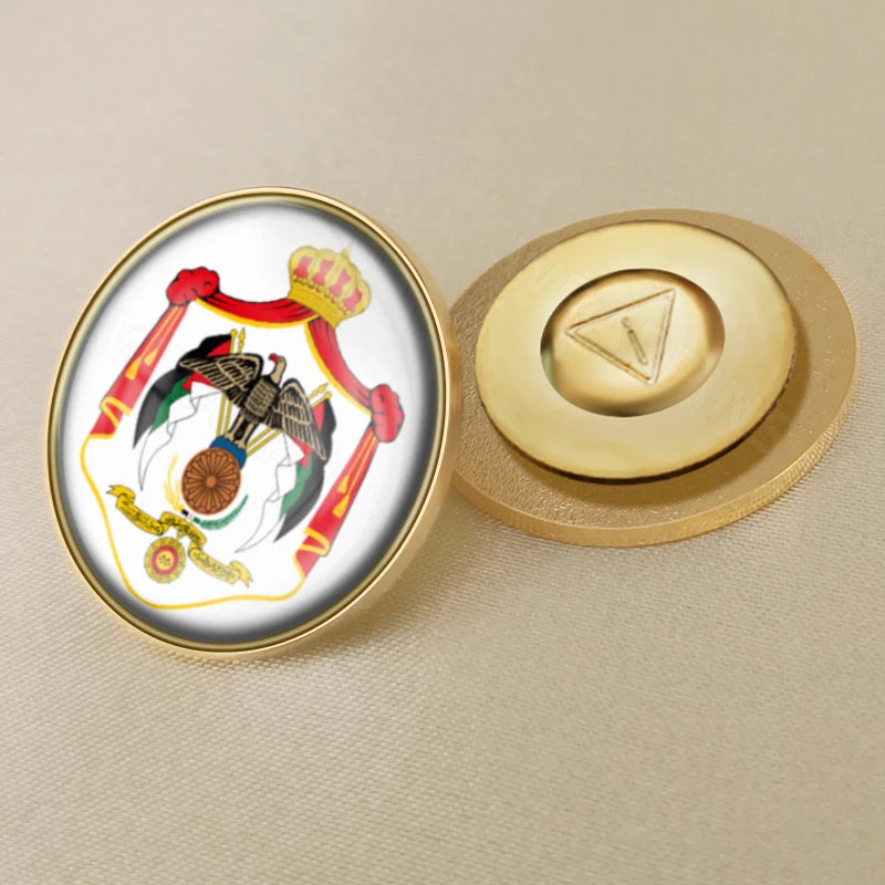 Jordan National Symbols Brooch Set – Map, Flag, Emblem & Flower Lapel Pins