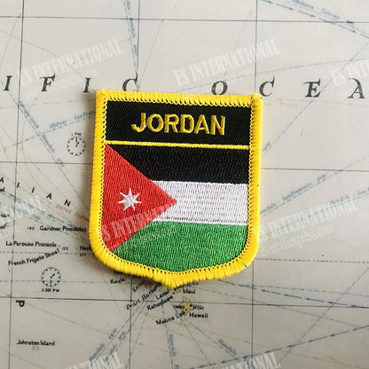 Jordan Flag Embroidery Patch Set – Shield & Square Badges for Backpack & Armband