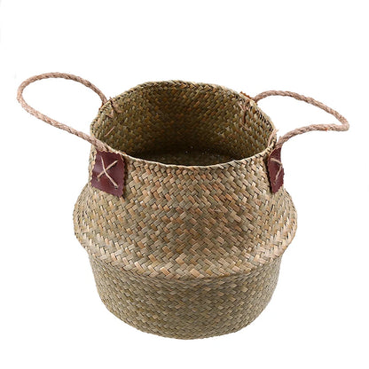 WHISM Handmade Seagrass Storage Basket Flower Pot Rattan Container Toys Organizer Holder Laundry Basket Home Decor Dropshipping