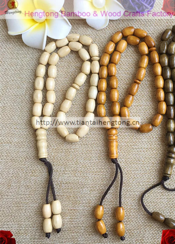 wholesale 33 wooden Islamic prayer bead,  muslim beaded rope with  light brown color available