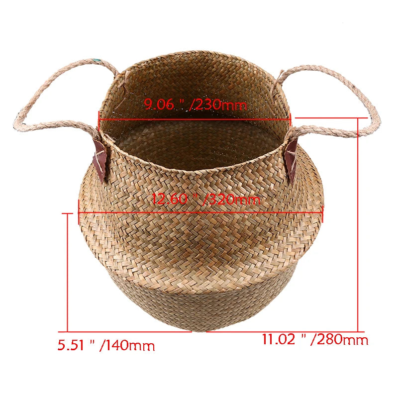 WHISM Handmade Seagrass Storage Basket Flower Pot Rattan Container Toys Organizer Holder Laundry Basket Home Decor Dropshipping