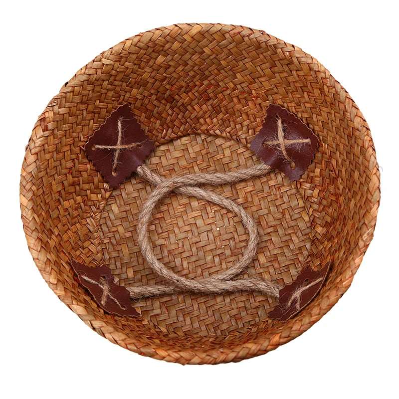 WHISM Handmade Seagrass Storage Basket Flower Pot Rattan Container Toys Organizer Holder Laundry Basket Home Decor Dropshipping