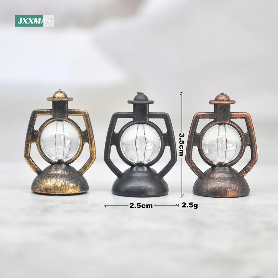 12-Piece Mini Lantern Set – Retro Oil Lamp Ornaments for Dollhouse & Festival Decor