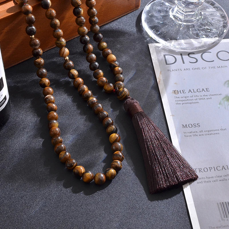 8mm Matte Amazonite,Yellow Tiger Eye,Black Onyx ,Islamic Muslim Tasbih 99 Bead Bracelet Men and Women Blessing Rosary Jewelry