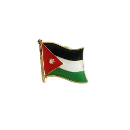 Jordan Flag Enamel Pin – Crystal Epoxy Brooch, National Souvenir Lapel Badge