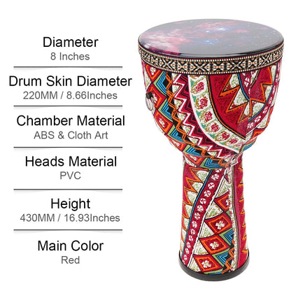 8  Inch  Professional African Djembe Drum Wood Good Sound Traditional Musical Instrument