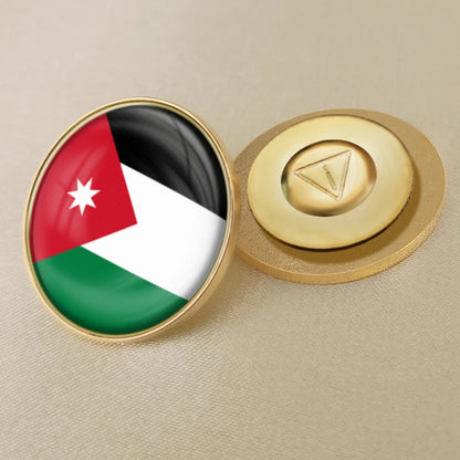Jordan National Symbols Brooch Set – Map, Flag, Emblem & Flower Lapel Pins