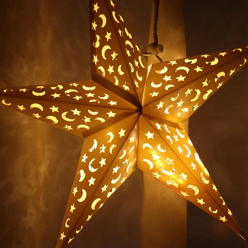Eid Mubarak Hollow Star Hanging Pendant Ramadan Decoration For Home 2025 Islam Muslim Party Eid Al Adha Kareem Light Gifts