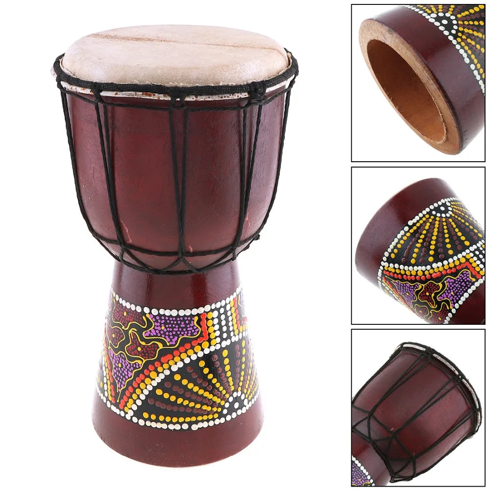 4 Inch / 6 Inch / 8.5 Inch Professional African Djembe Drum Colorful Wood Good Sound Traditional Musical Instrument
