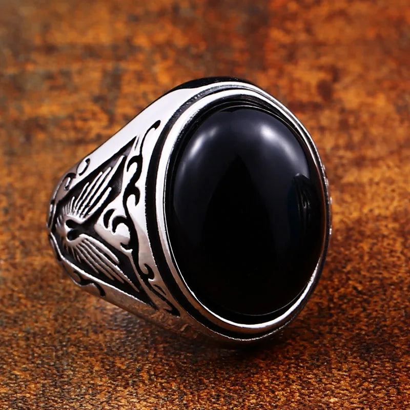 BEIER Vintage Man Boy Oval Tiger Eye Brown Stones Ring in Stainless Steel Jewelry Mens Accessories Anel Aneis BR8-699