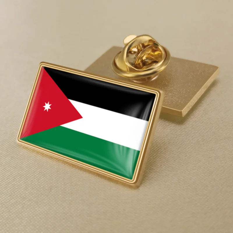 Jordan National Symbols Brooch Set – Map, Flag, Emblem & Flower Lapel Pins