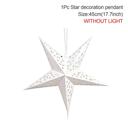 Eid Mubarak Hollow Star Hanging Pendant Ramadan Decoration For Home 2025 Islam Muslim Party Eid Al Adha Kareem Light Gifts